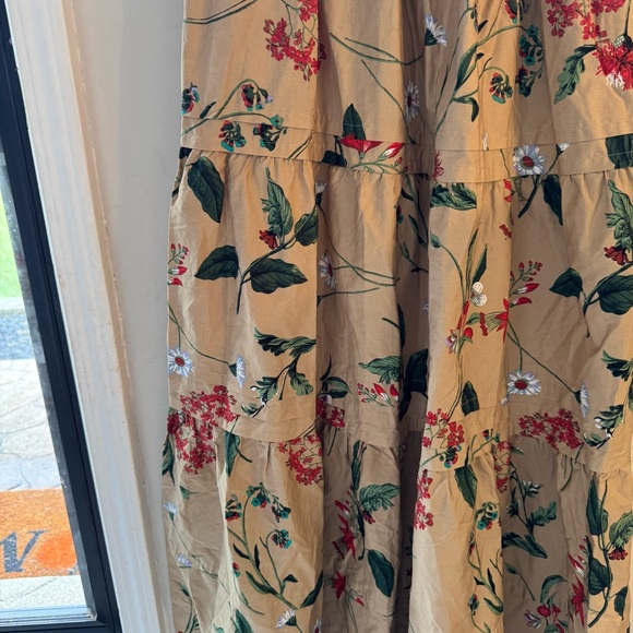 Anthropologie Somerset Dress 🌸 Size M • Floral Maxi Cotton 🌿 Tan Red Print - Picture 6 of 16